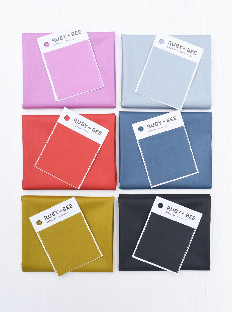 Ruby + Bee Solids - Quilt Con 2025 Fabric Challenge Official Colors - fat quarter bundle (6 pieces)