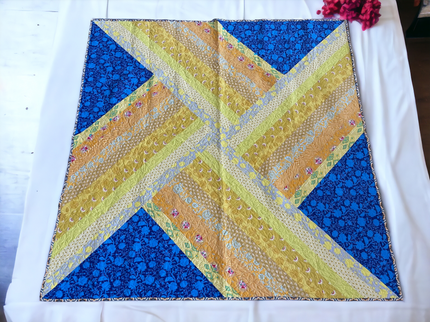 Blue and Yellow Strip Quilt (59