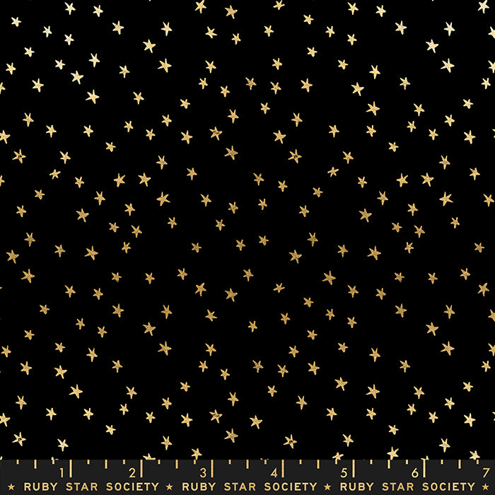 Starry by Alexia Abegg - Mini Starry Black Gold - sold by the half yard