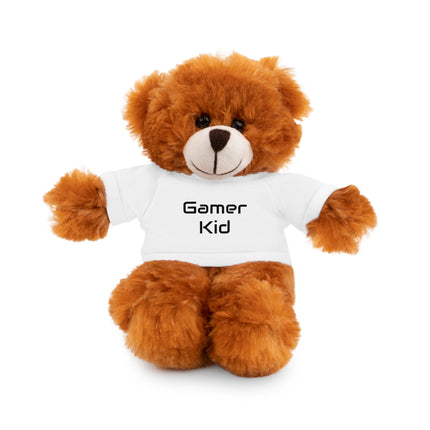 Gamer Kid Stuffed Bear with Tee, Cute Gift for Children, Plush Toy for Birthdays, Playtime Buddy, Keepsake for Gamers