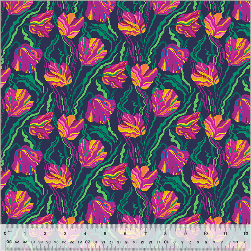 Botanica by Sally Kelly - Tulip Indigo - sold by the half yard