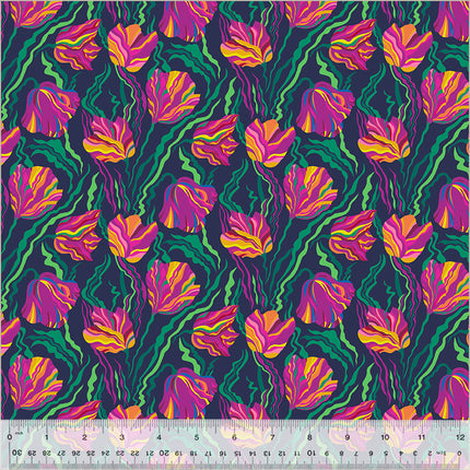 Botanica by Sally Kelly - Tulip Indigo - sold by the half yard