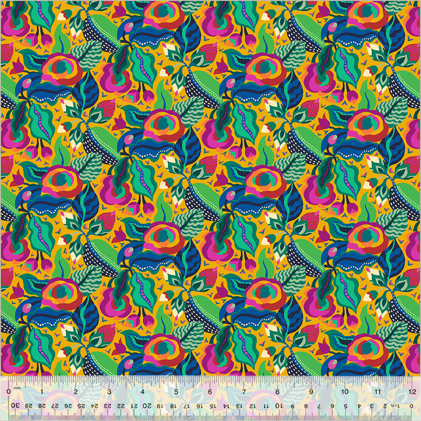 Botanica by Sally Kelly - Camellia Gold - sold by the half yard