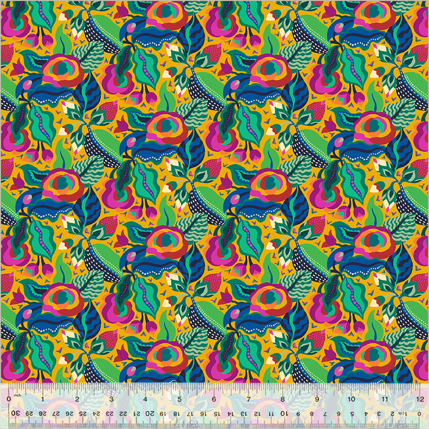 Botanica by Sally Kelly - Camellia Gold - sold by the half yard