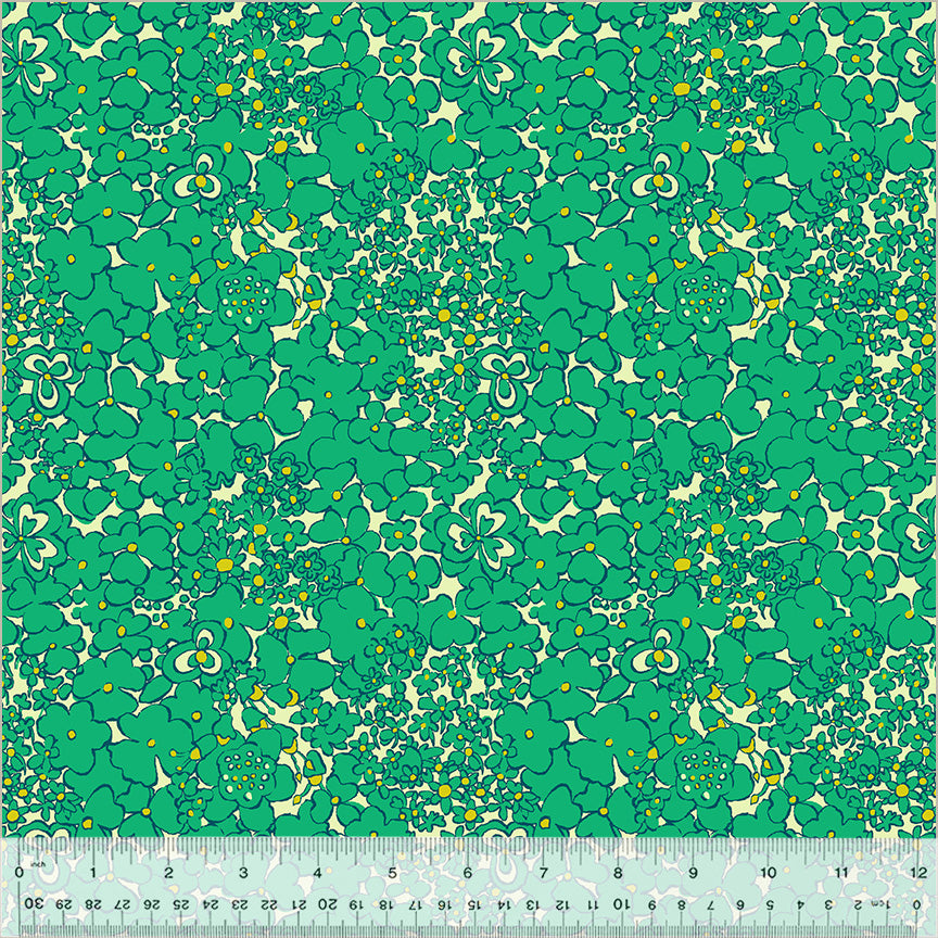 Botanica by Sally Kelly - Periwinkle Jade - sold by the half yard