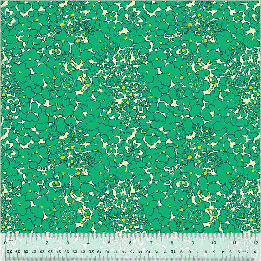 Botanica by Sally Kelly - Periwinkle Jade - sold by the half yard
