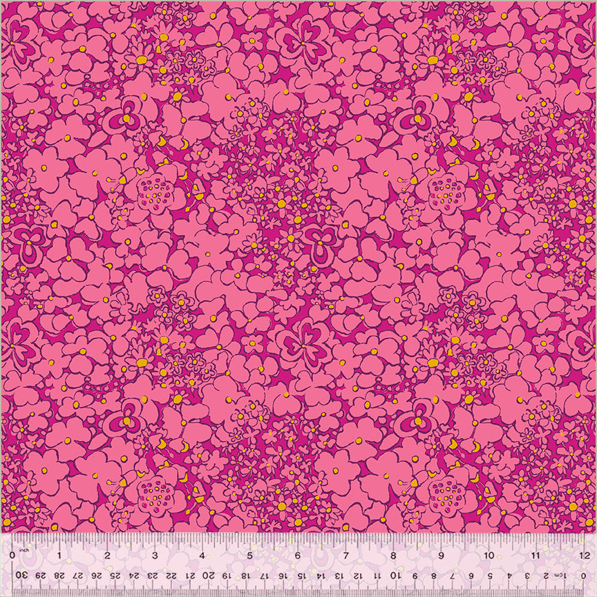 Botanica by Sally Kelly - Periwinkle Magenta - sold by the half yard