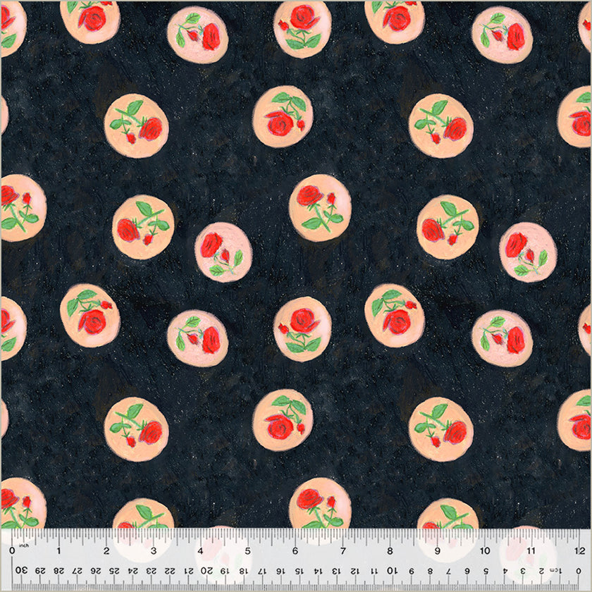 IN-STOCK! Heather Ross By Hand - Rose Cameo Night - sold by the half yard