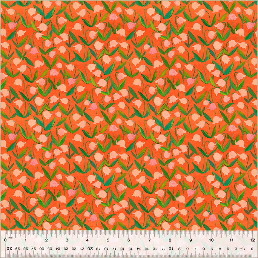 IN-STOCK! Heather Ross By Hand - Flowerbed Coral - sold by the half yard