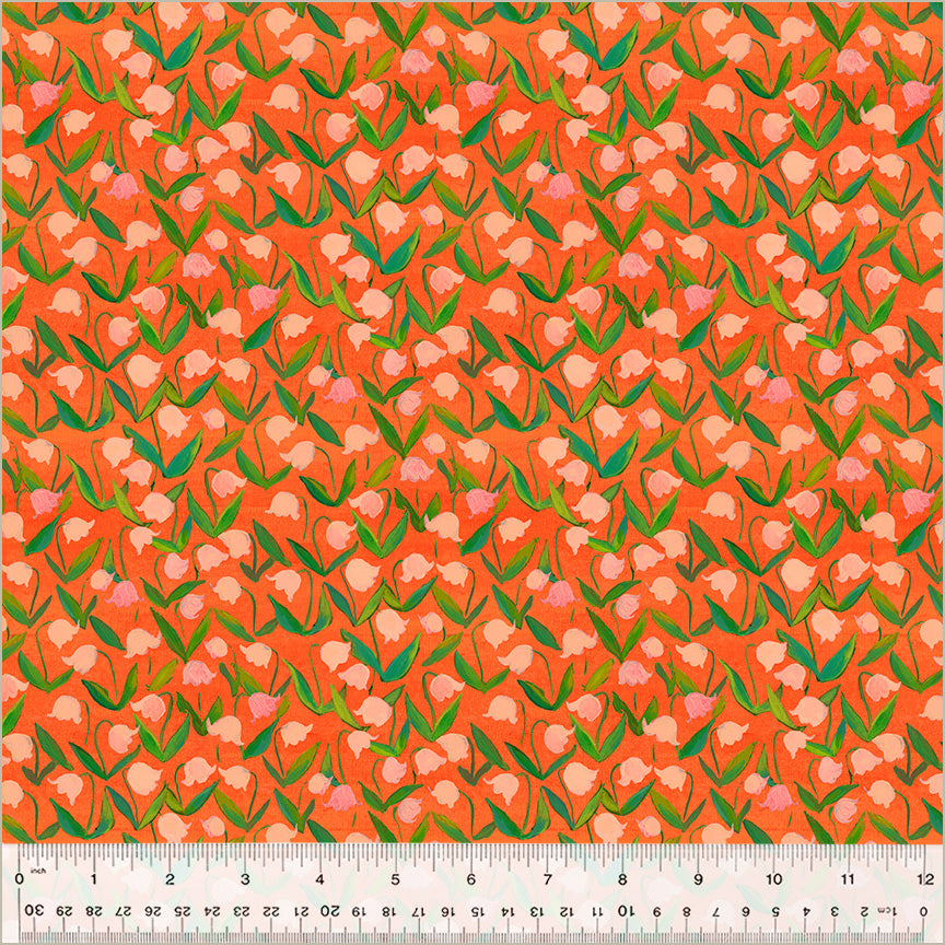 PRE-ORDER Heather Ross By Hand - Flowerbed Coral - sold by the half yard