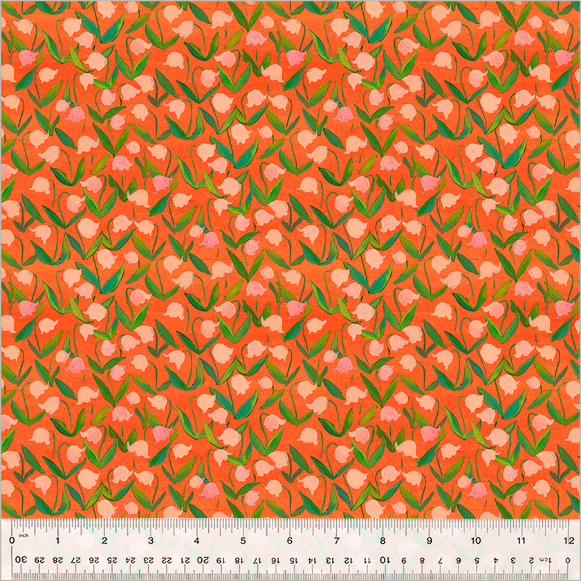 IN-STOCK! Heather Ross By Hand - Flowerbed Coral - sold by the half yard