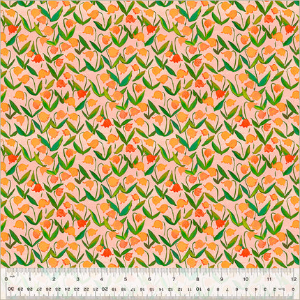 PRE-ORDER Heather Ross By Hand - Flowerbed Salmon - sold by the half yard