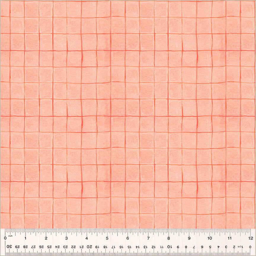 PRE-ORDER Heather Ross By Hand - Drawn Plaid Salmon - sold by the half yard