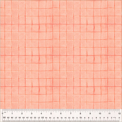 PRE-ORDER Heather Ross By Hand - Drawn Plaid Salmon - sold by the half yard