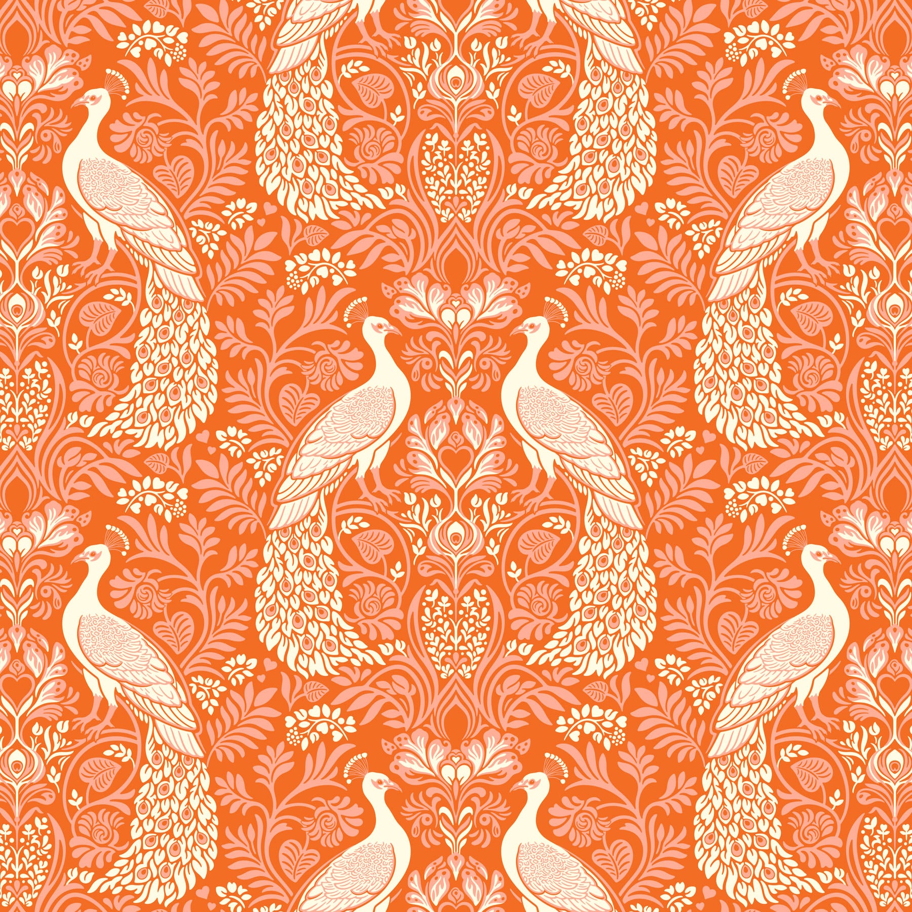 Wild Abandon by Heather Bailey - Rogues & Scoundrels Tangerine - sold by the half yard