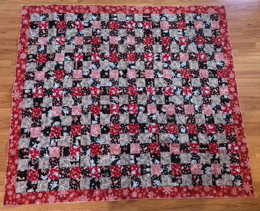 Handmade Patchwork Christmas Bears Quilt | 60
