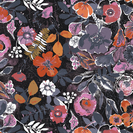 Eerie by Katarina Roccella - Night Bloom Black - sold by the half yard