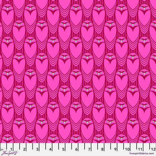 Mythical by Stacy Peterson - Owl See You Magenta - sold by the half yard