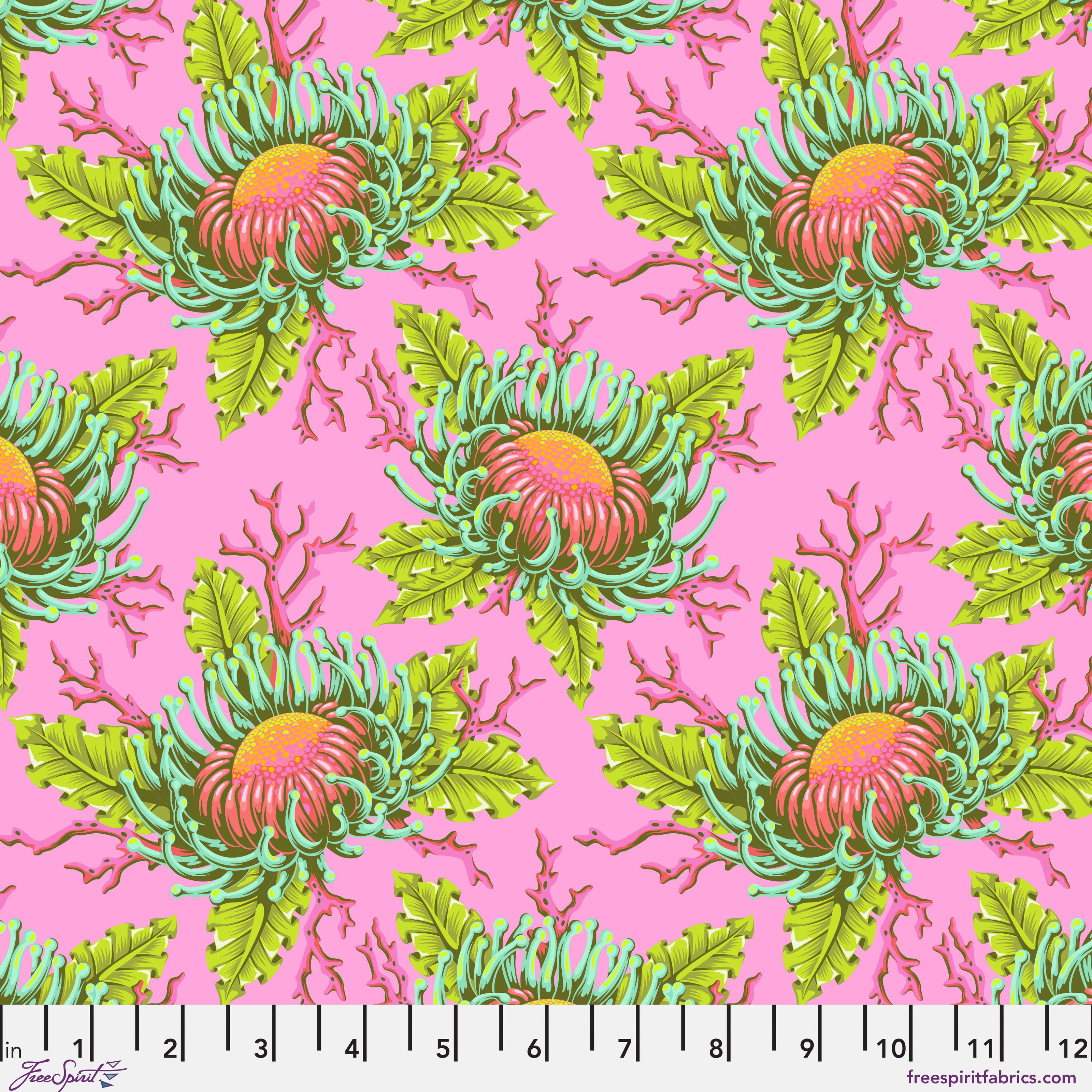 Floral Reef by Tula Pink - Friends & Anemones - Coralline - sold by the half yard