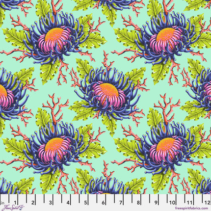 Floral Reef by Tula Pink - Friends & Anemones - Seafoam - sold by the half yard