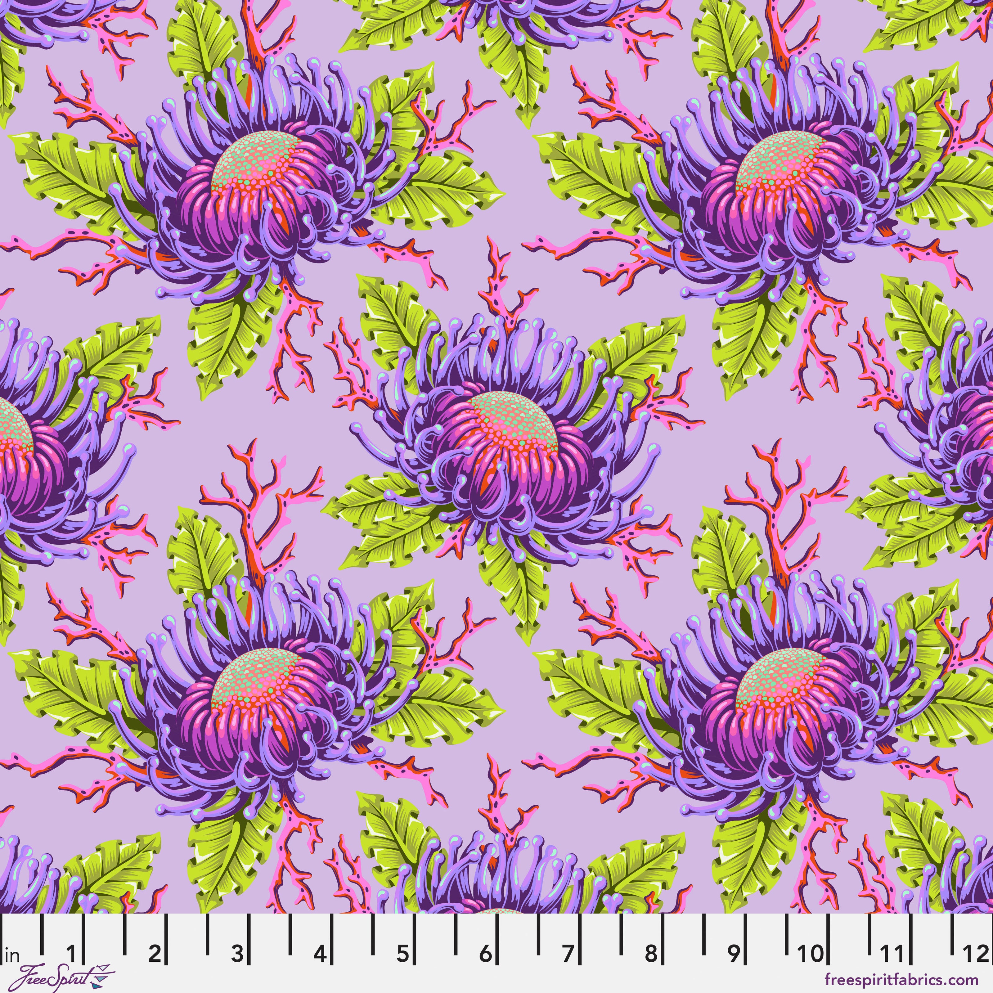 Floral Reef by Tula Pink - Friends & Anemones - Ultraviolet - sold by the half yard