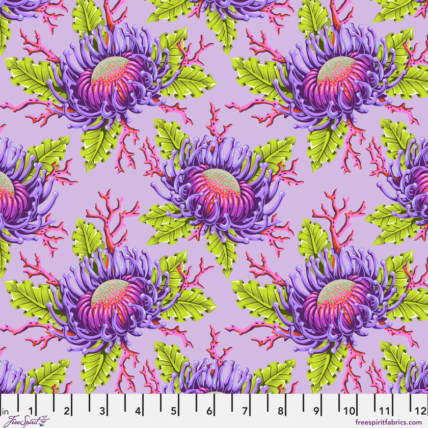 Floral Reef by Tula Pink - Friends & Anemones - Ultraviolet - sold by the half yard