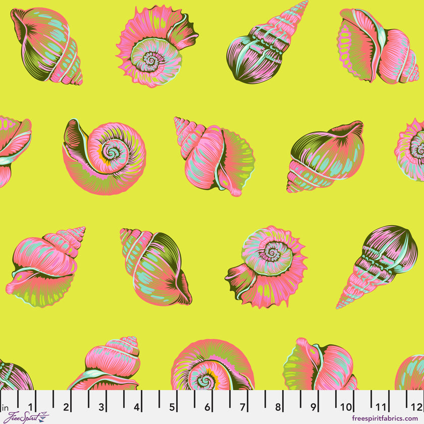 Floral Reef by Tula Pink - Lil Shelly - Seagrass - sold by the half yard