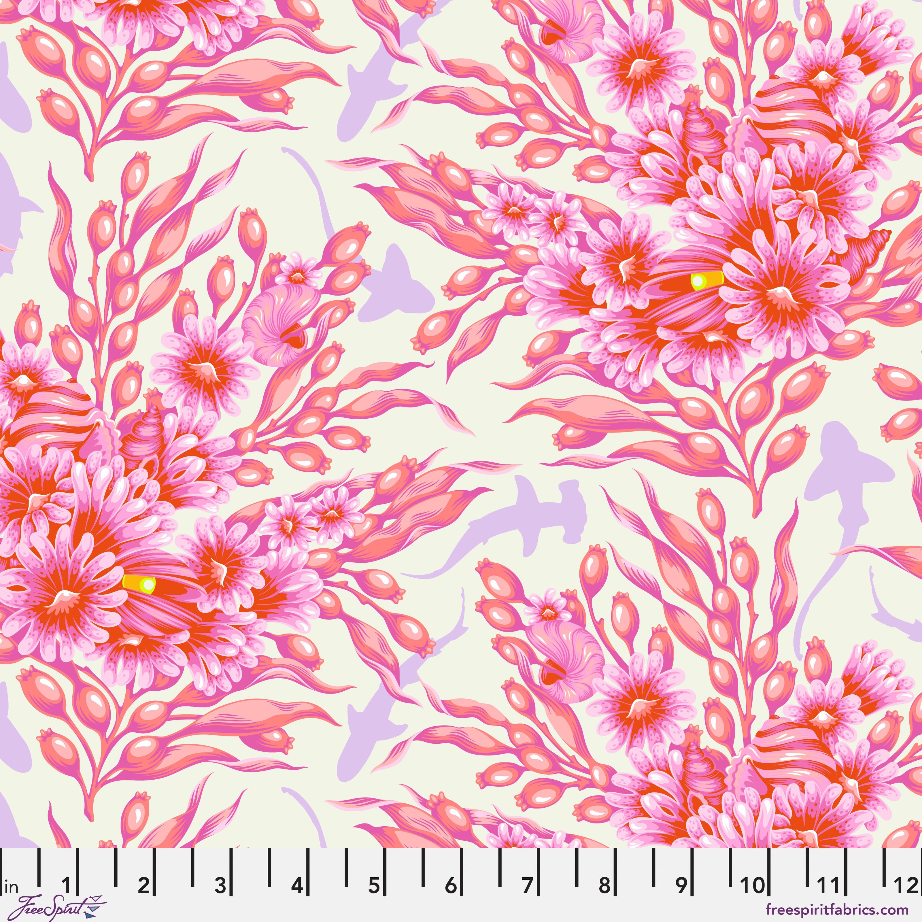 Floral Reef by Tula Pink - Shadow Sharks - Delphine - sold by the half yard