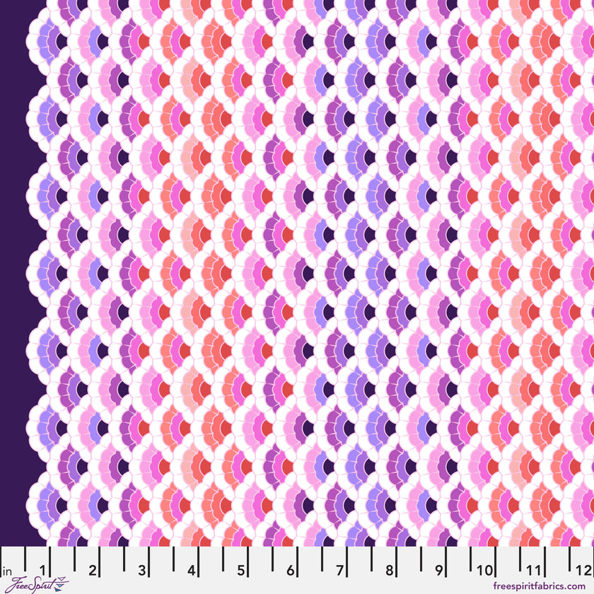 Floral Reef by Tula Pink - Aquatic Lace - Ultraviolet - sold by the half yard