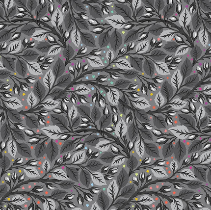 Tula Pink - Graywork - Nip in the Bud - Shadow - 108” sateen wideback - Free Spirit Fabrics - sold by the half yard