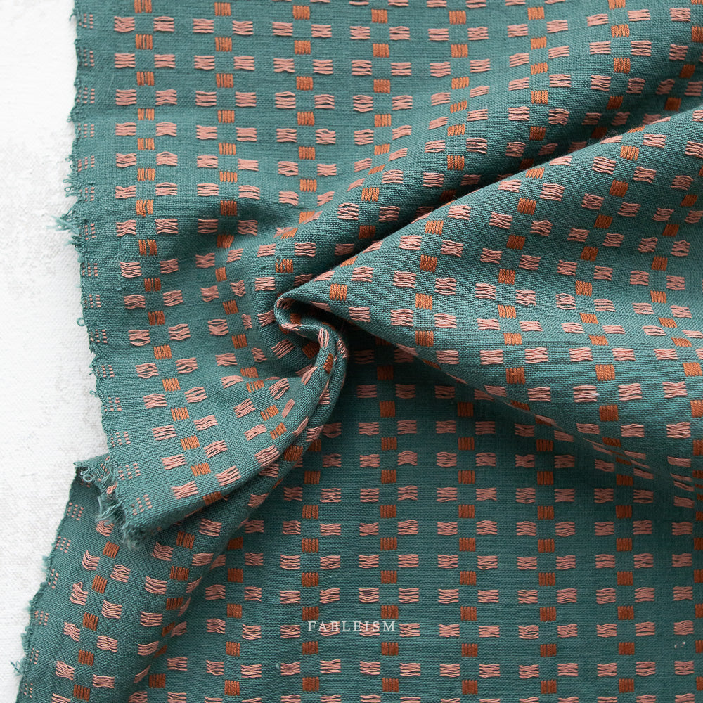 Canyon Springs - Basket Weave Teal - sold by the half yard