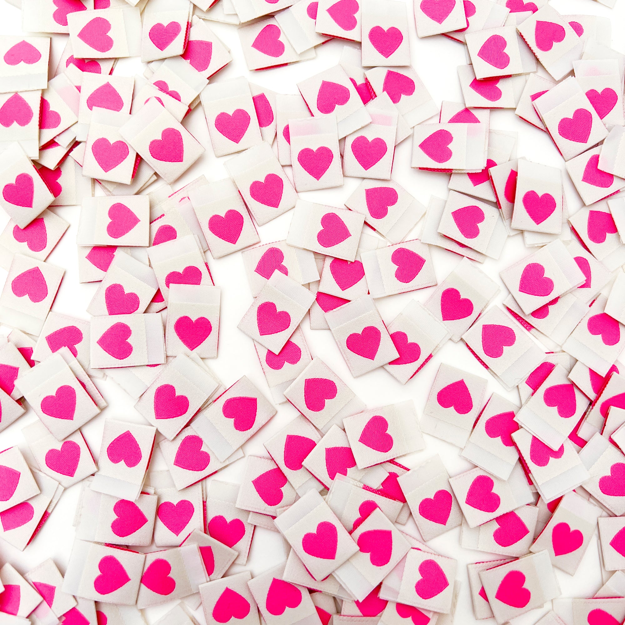 Sarah Hearts Premium Sew-In Woven Labels - Pink Heart Label (pack of 8)