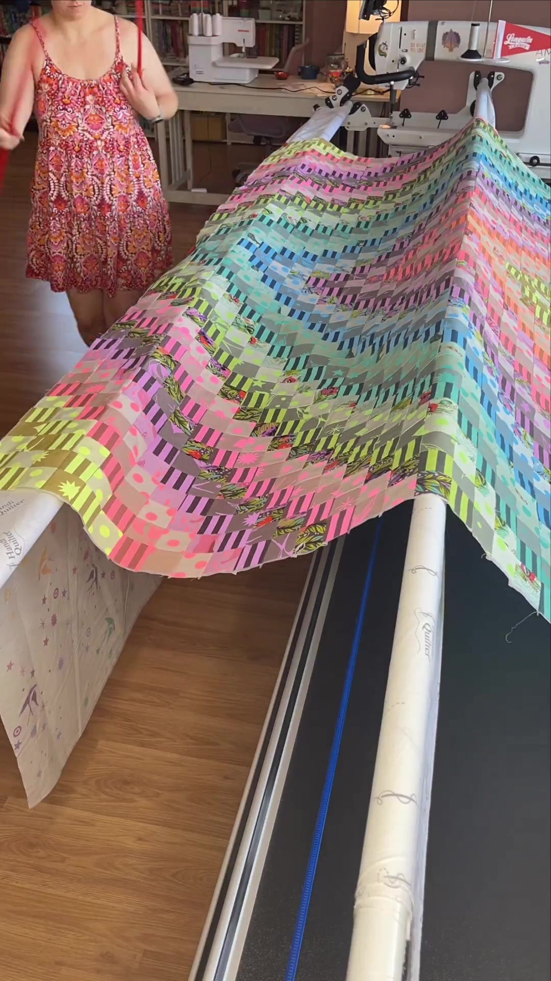 Loading a quilt top on the longarm machine